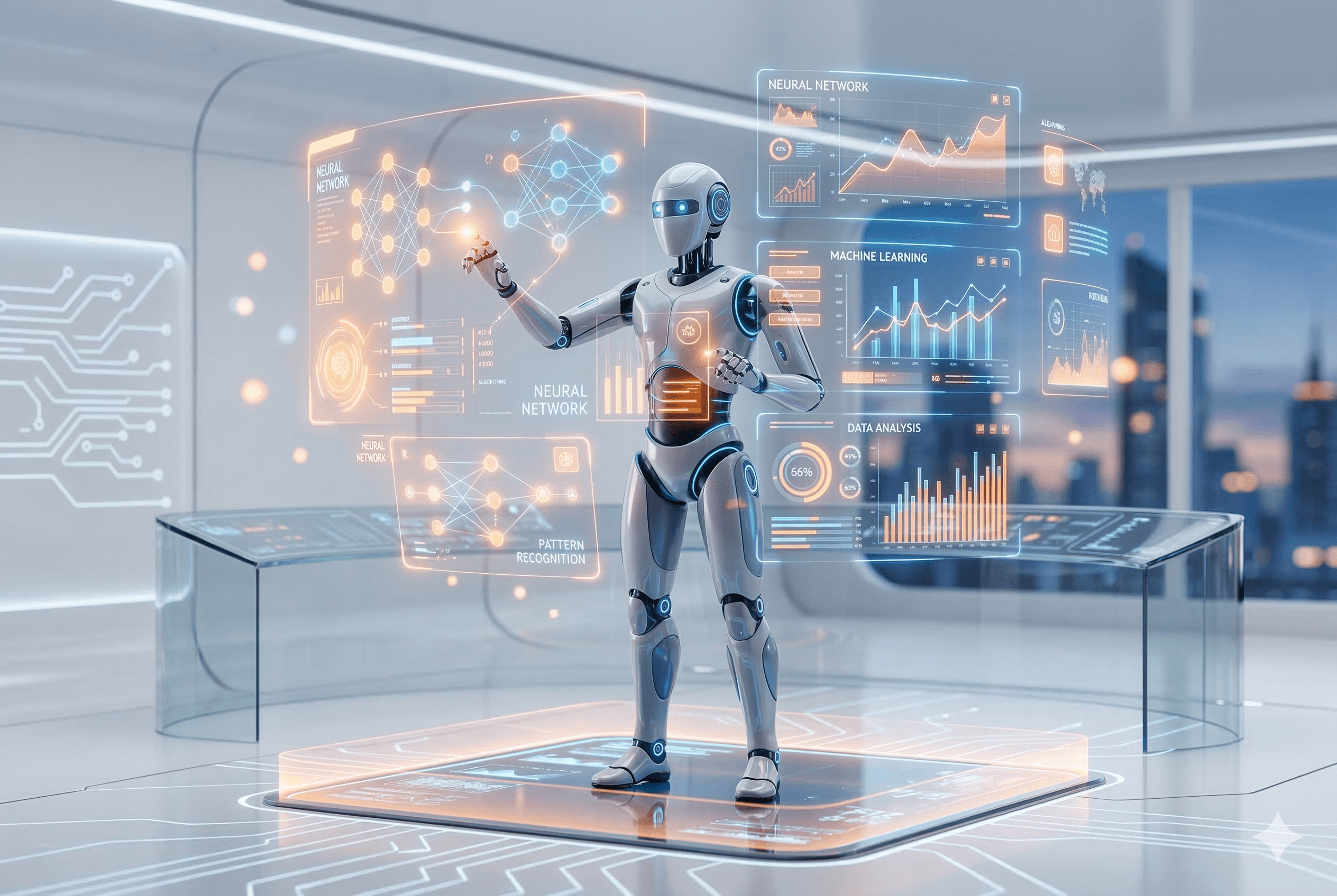 AI Solutions 3D Robot Illustration